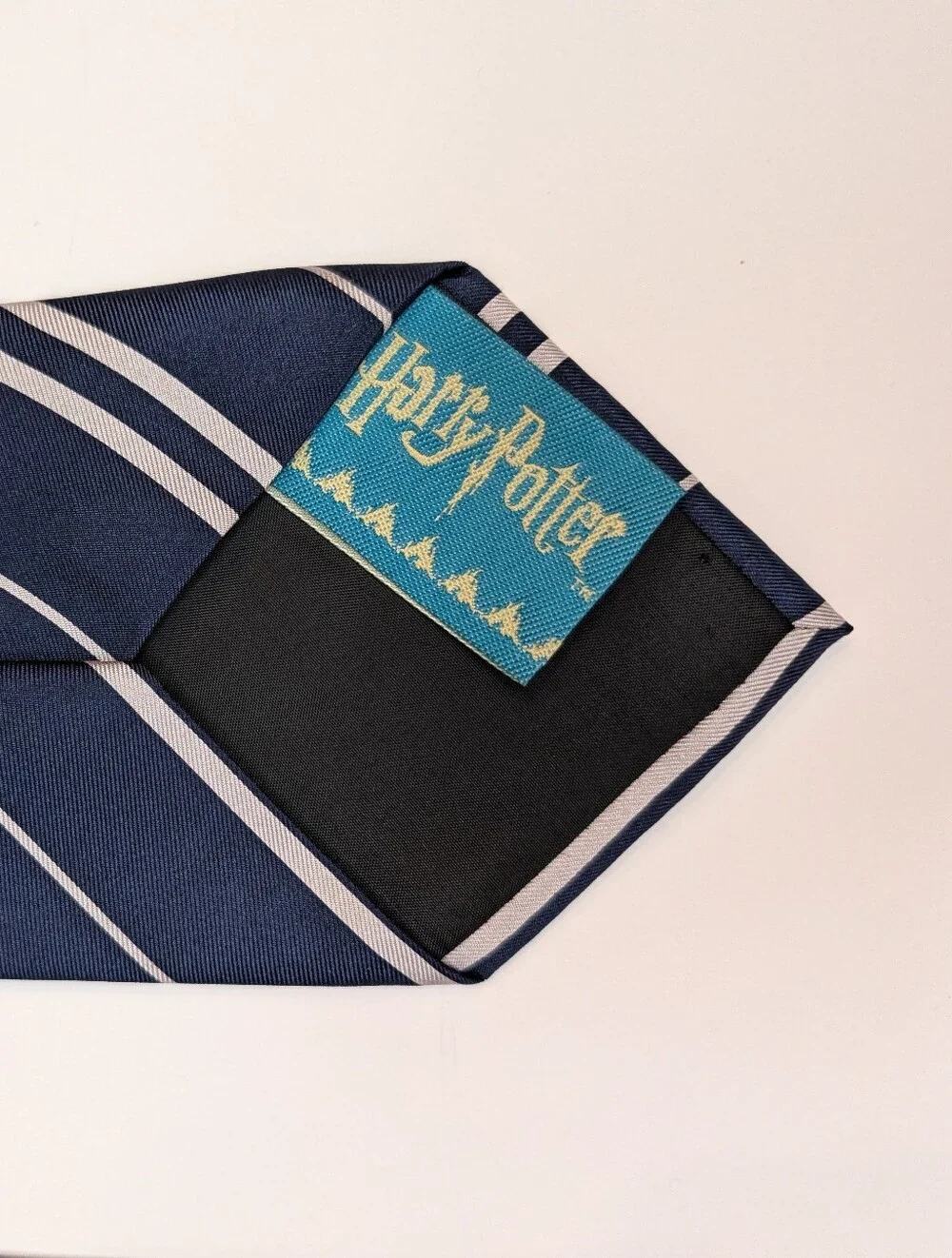 Ravenclaw Crest Navy and White Striped  Tie
